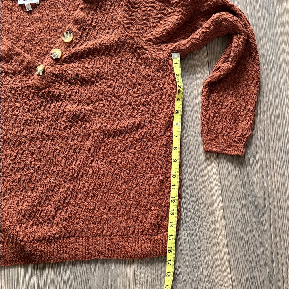 Maurices Women's Rust V-Neck Sweater with Button Details - Picture 5 of 8